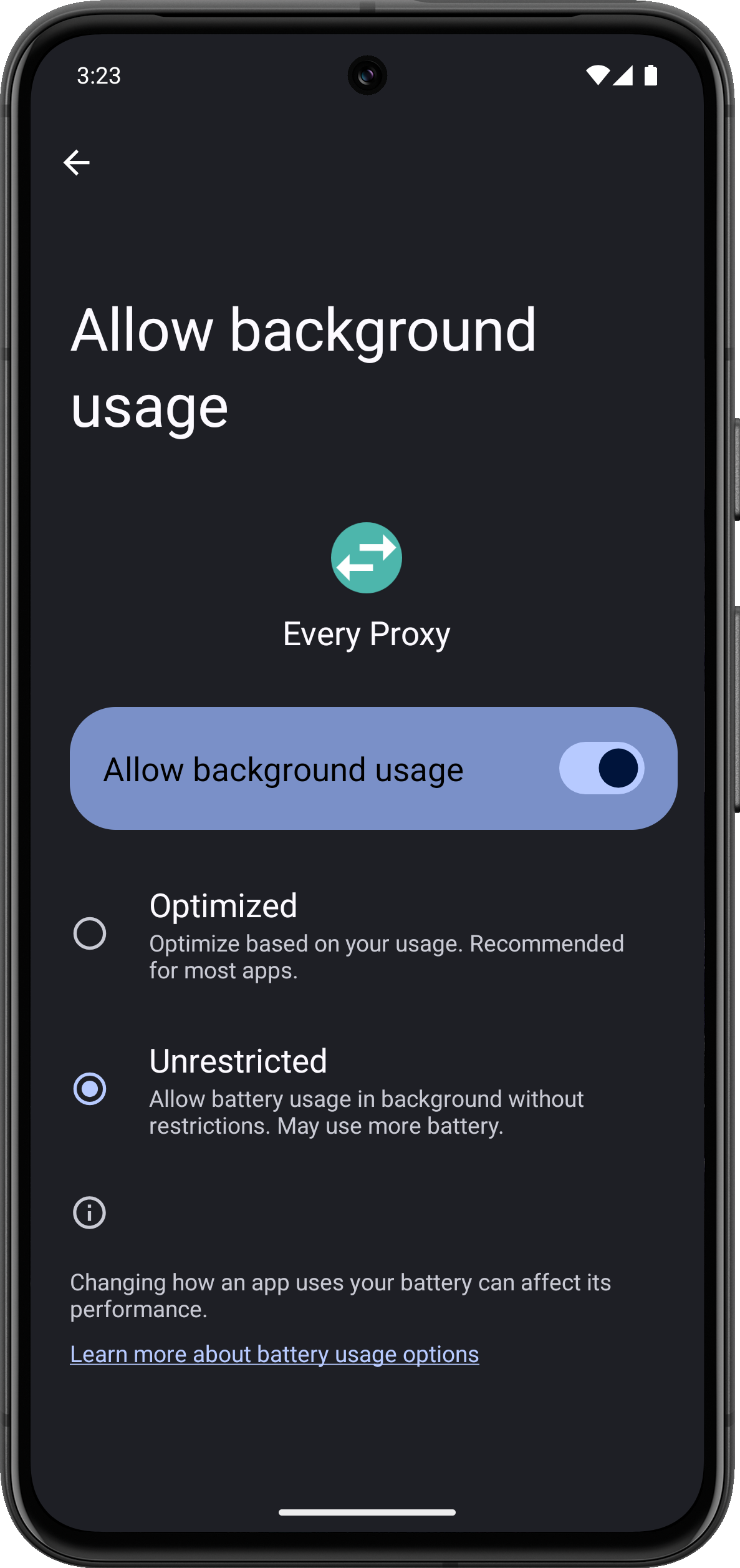 Battery Optimizations Stock